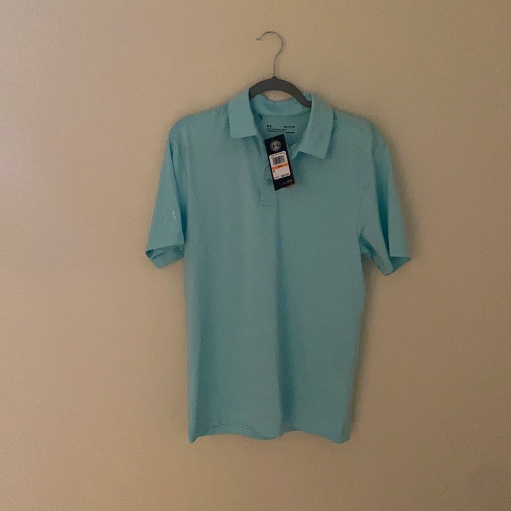 Men’s light blue small Under Armour polo!